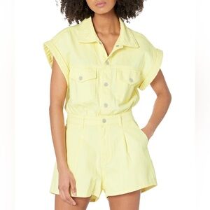 BLANK NYC Yellow Sleeveless Button-Up Romper
